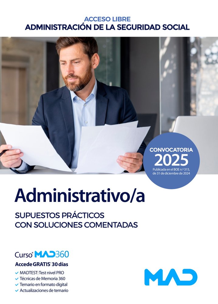 025 SUPUESTOS PRACTICOS ADMINISTRATIVO SEGURIDAD SOCIAL, de AA.VV. | portada del libro