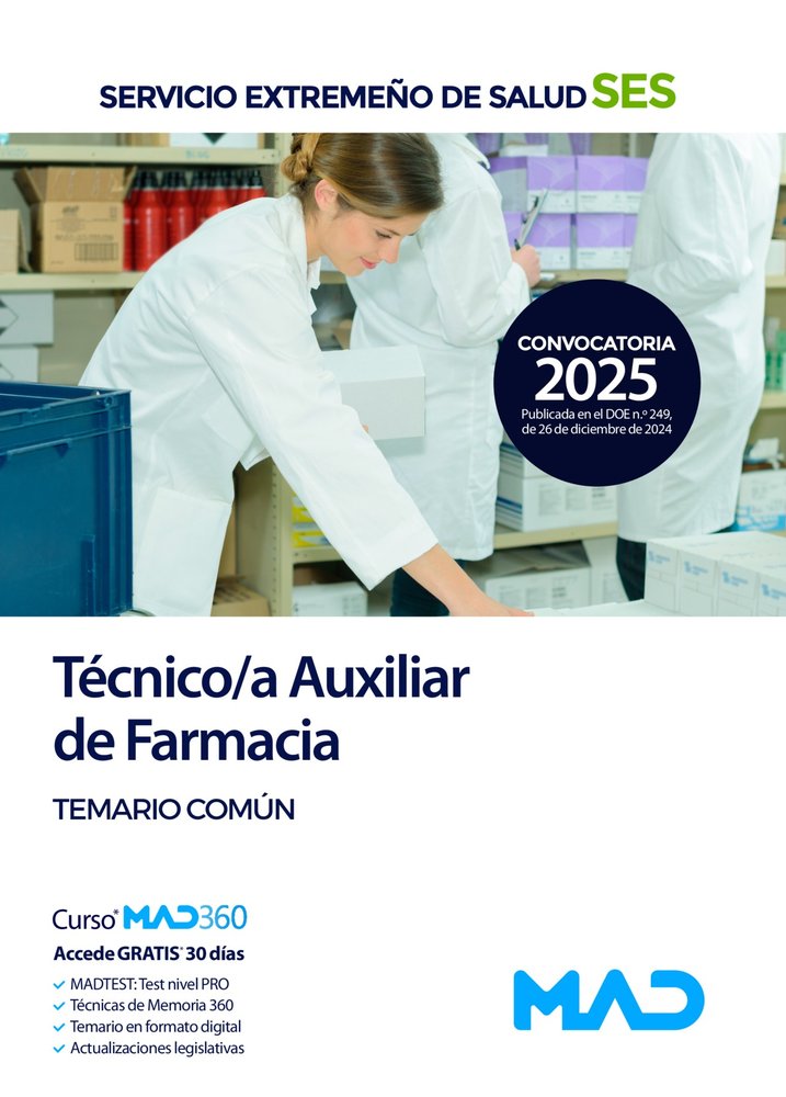 TECNICO/A AUXILIAR FARMACIA TEMARIO COMUN SES | portada del libro