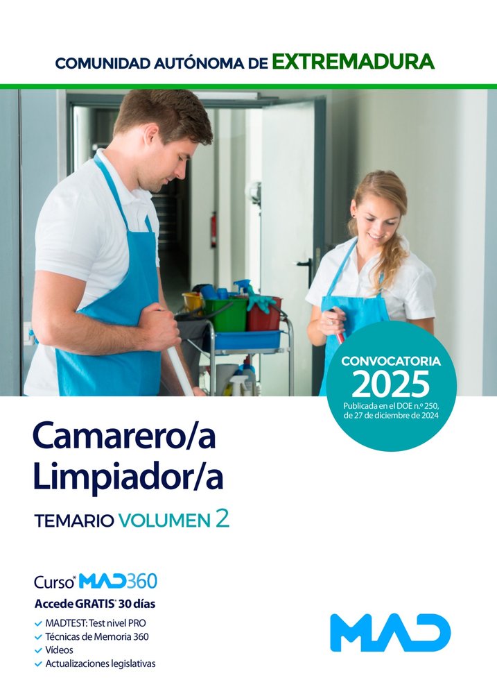 Camarero/a limpiador/a personal laboral grupo v 2 extremadu, de AA.VV. | portada del libro