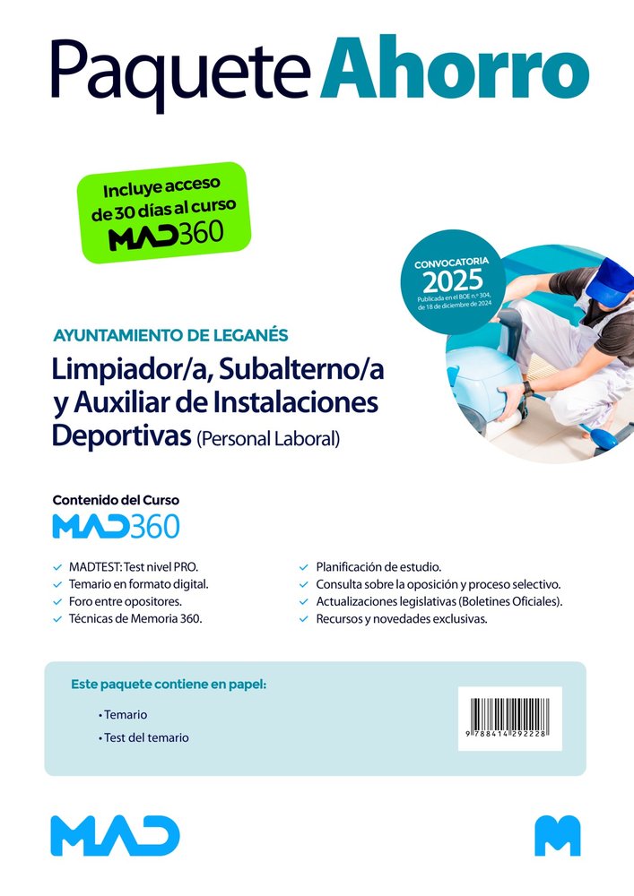 OPOSICIONES LIMPIADOR/A, SUBALTERNO/A Y AUXILIAR DE INSTALACIONES DEPORTIVAS (PE, de ALEJO FERNANDEZ | portada del libro