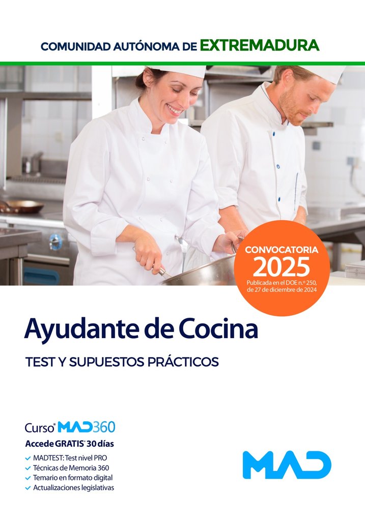 Ayudante de cocina personal laboral grupo v test extremadur, de AA.VV. | portada del libro