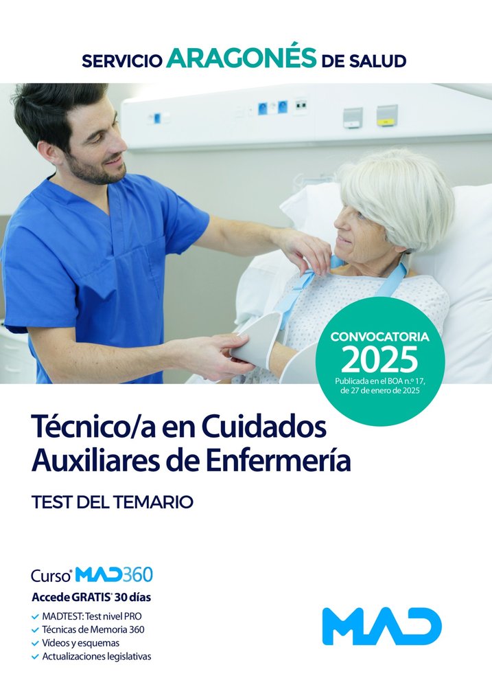 TECNICO EN CUIDADOS AUXILIARES ENFERMERIA SALUD. TEST. ED.2025 | portada del libro