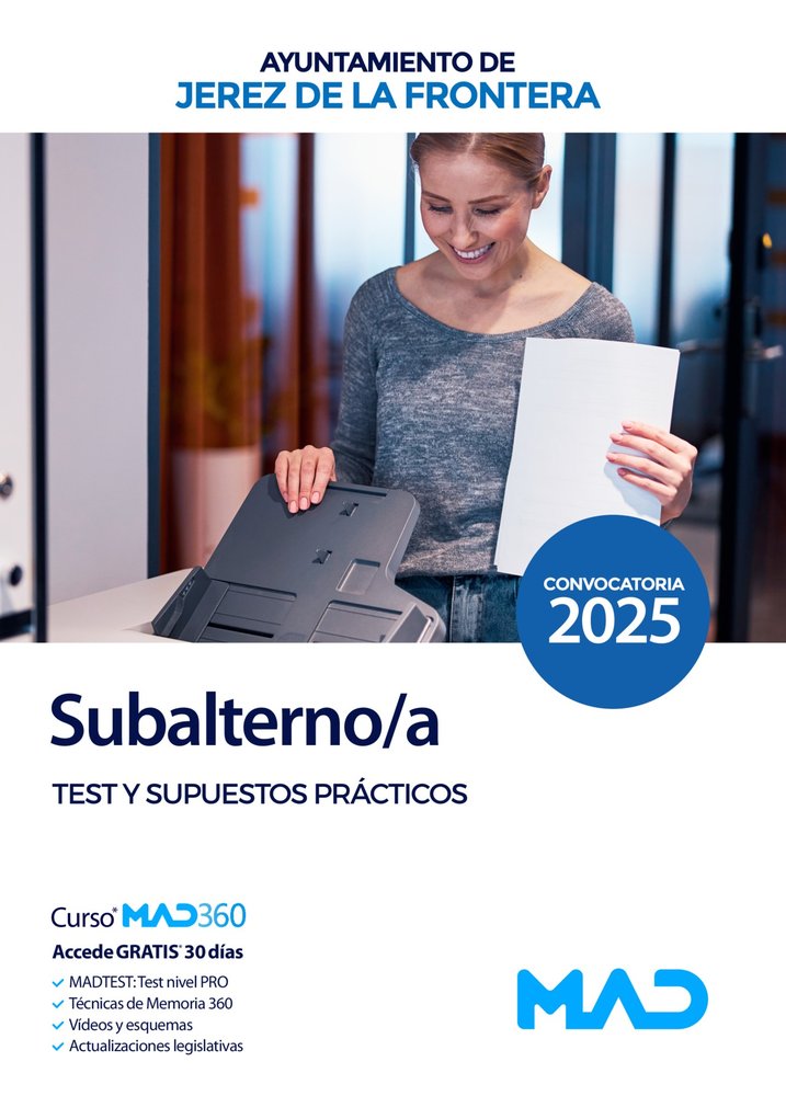 SUBALTERNO/A TEST Y SUPUESTO PRACTICO JEREZ FRONTERA | portada del libro