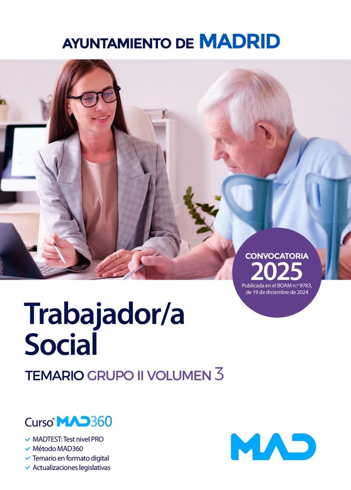 Trabajador/a Social del Ayuntamiento de Madrid. Temario Grupo II Volumen 3 | portada del libro