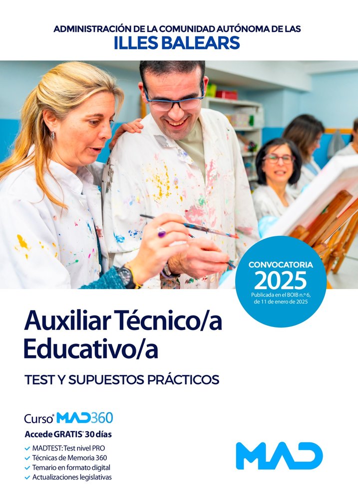 AUXILIAR TECNICO EDUCATIVO CAIB TEST Y SUPUESTOS 2025 | portada del libro