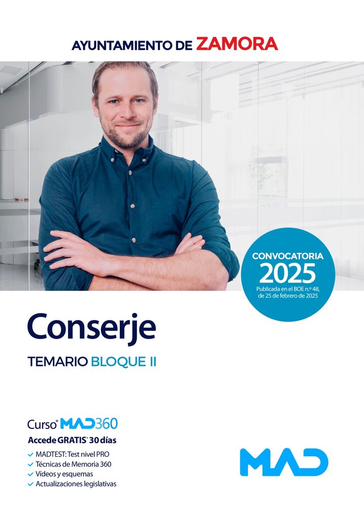 Conserje del Ayuntamiento de Zamora. Temario Bloque II | portada del libro