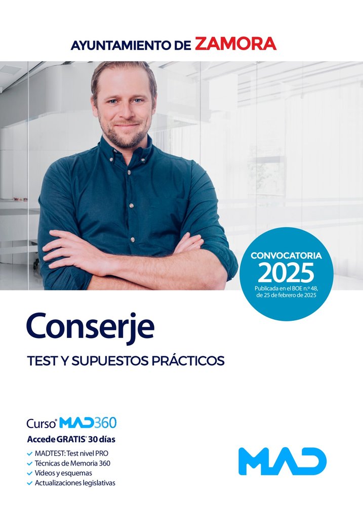 CONSERJE TEST Y SUPUESTOS PRACTICOS AYUNTAMIENTO ZAMORA | portada del libro