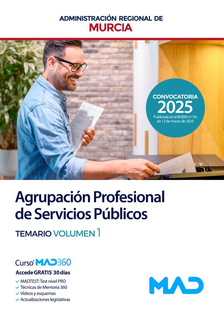 Agrupacion profesional servicio publico temario 1 murcia, de AA.VV. | portada del libro