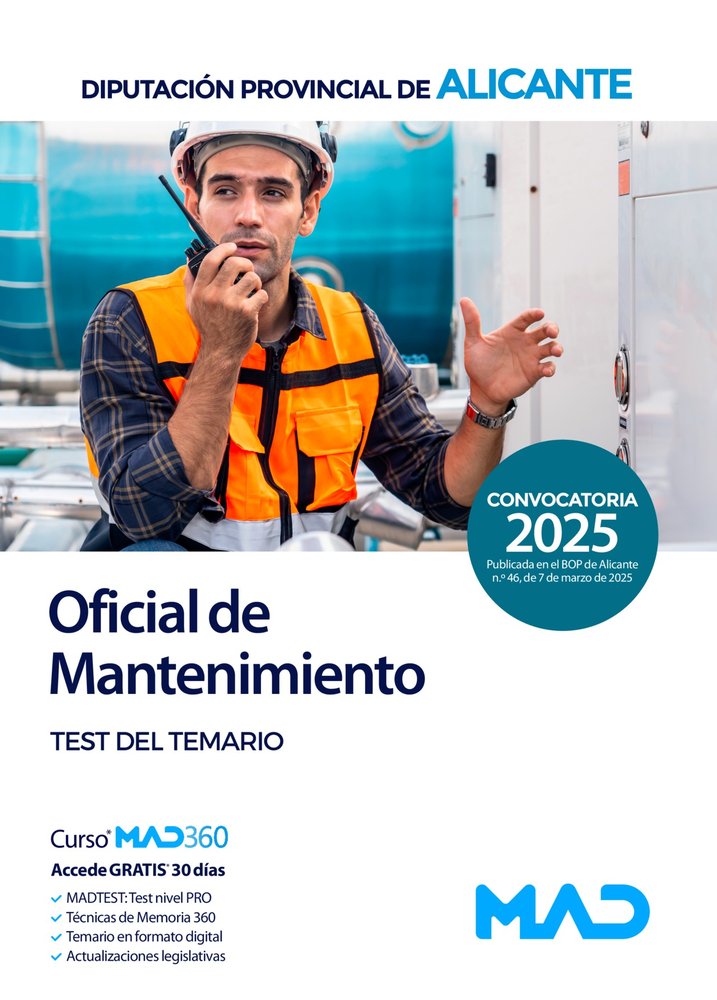 OFICIAL MANTENIMIENTO TEST TEMARIO DIPUTACION ALICANTE | portada del libro