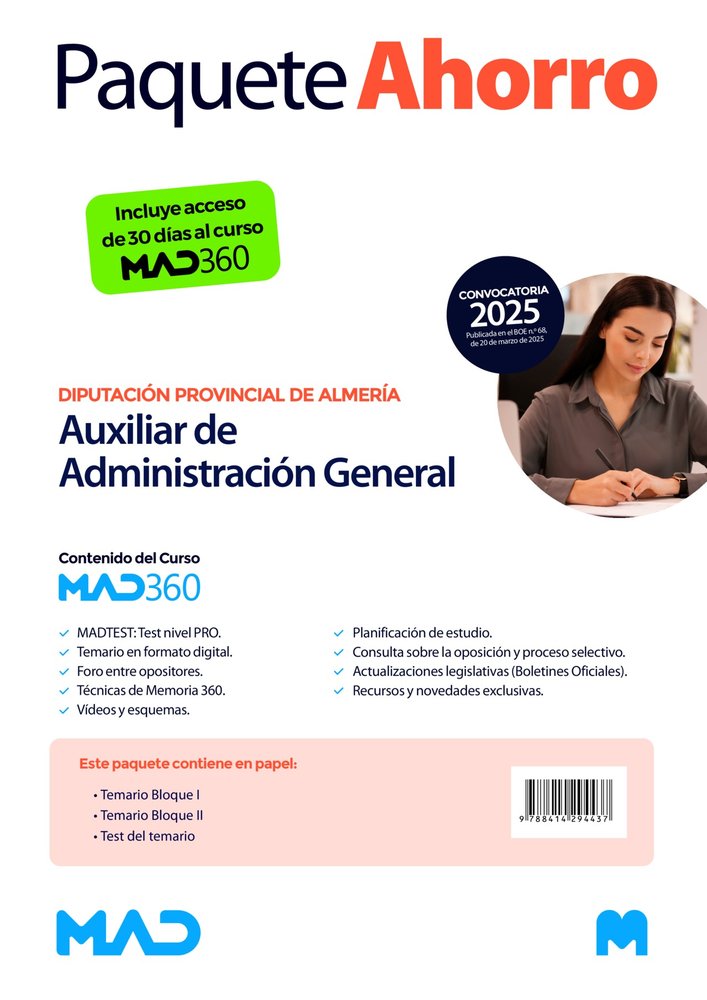 OPOSICIONES AUXILIAR DE ADMINISTRACION GENERAL DE LA DIPUTACION DE ALMERIA. PAQU, de MARTINEZ DEL FRESNO | portada del libro