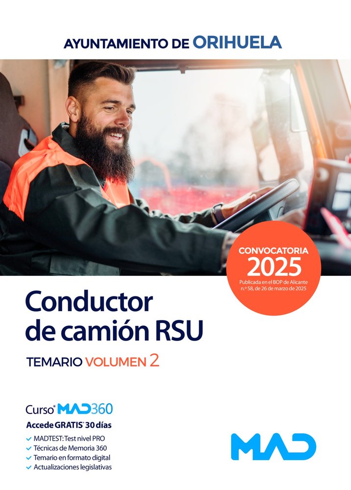 CONDUCTOR CAMION RSU TEMARIO 2 AYUNTAMIENTO ORIHUELA | portada del libro