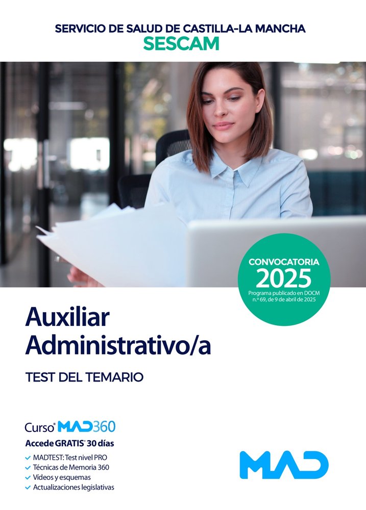 GRUPO AUXILIAR FUNCION ADMINISTRATIVA TEST CASTILLA LA MANC | portada del libro