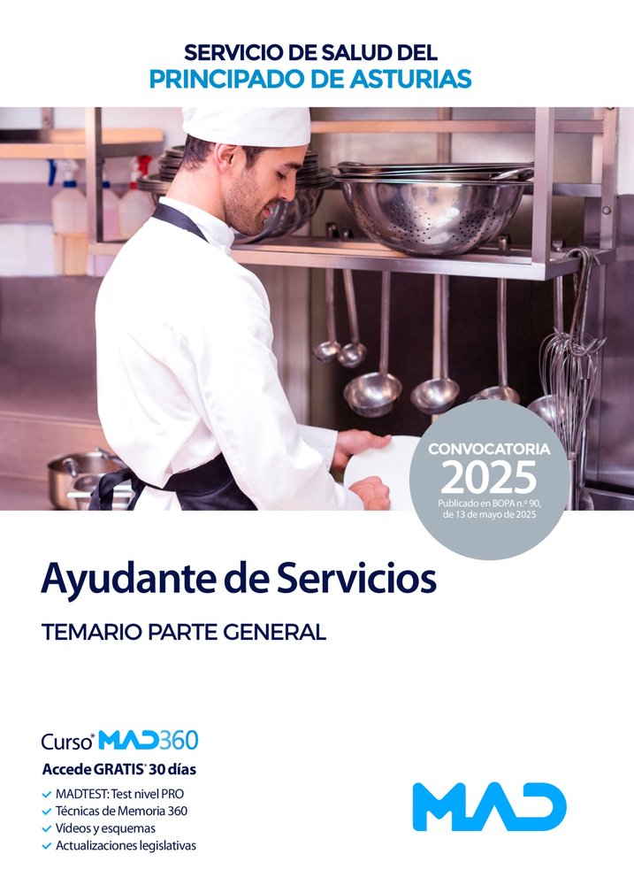AYUDANTE DE SERVICIOS. TEMARIO PARTE GENERAL PRINCIPADO ASTURIAS 2025 | portada del libro
