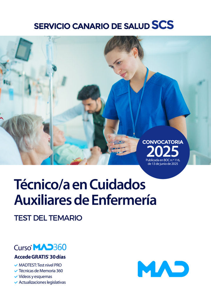 025 TEST TECNICO CUIDADOS AUXILIAR ENFERMERIA SERVICIO CANARIO SALUD | portada del libro
