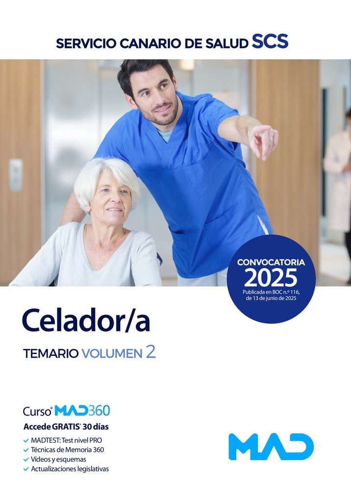 025 T2 CELADOR SERVICIO CANARIO SALUD TEMARIO | portada del libro