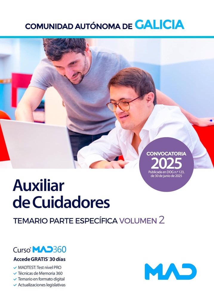 (TEMARIO PARTE ESPECIFICA).(VOL.2).AUXILIAR DE CUIDADORES, de AA.VV. | portada del libro