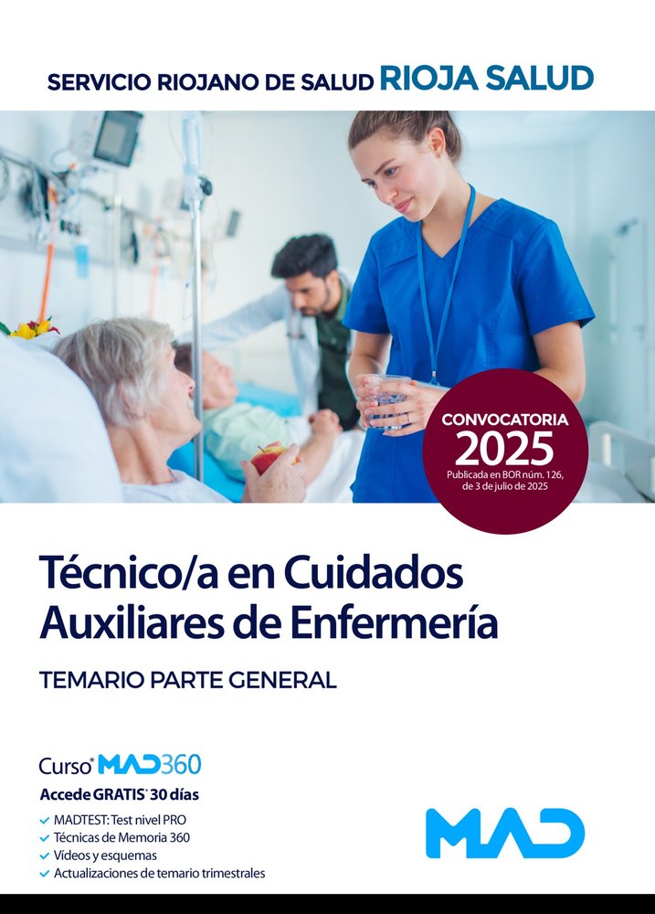 Tecnico cuidados auxiliar enfermeria temario general servicio riojano | portada del libro