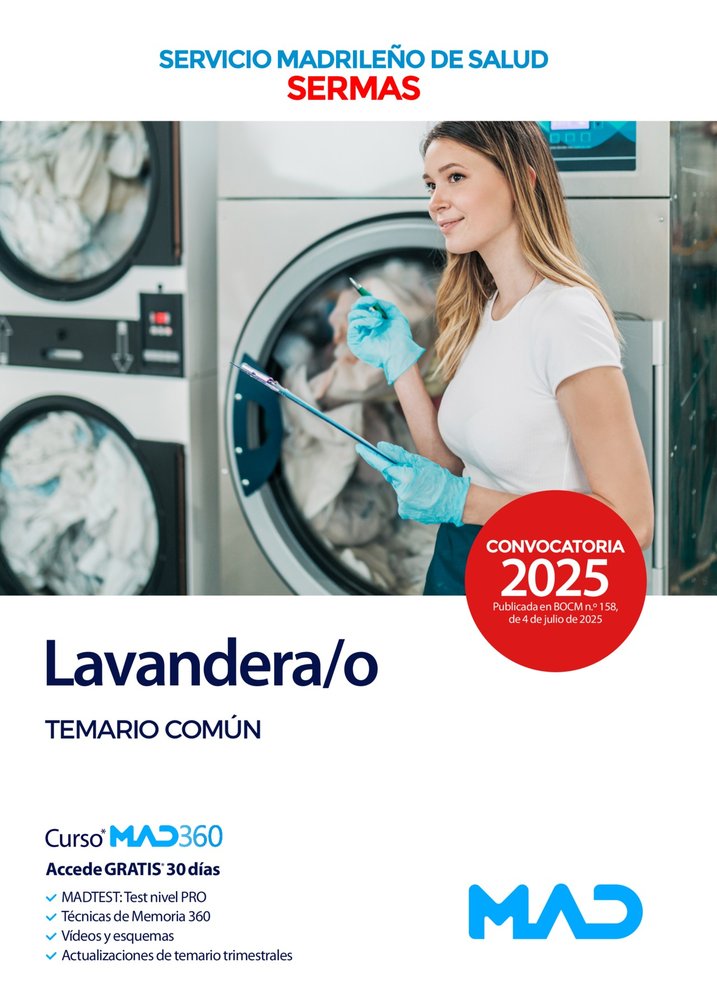 LAVANDERA/O TEMARIO COMUN SERVICIO MADRILEÑO SALUD SERMAS | portada del libro