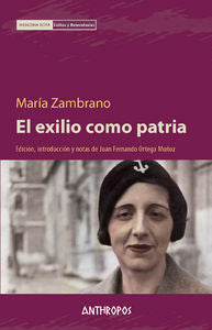 El exilio como patria, de Zambrano, María | portada del libro