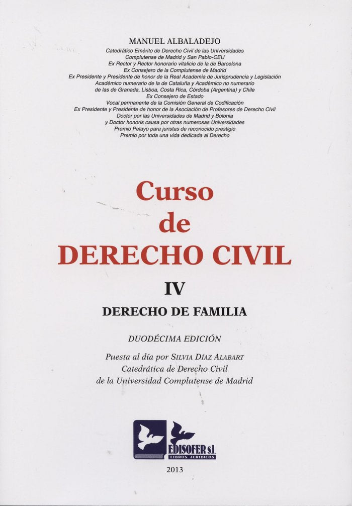 CURSO DE DERECHO CIVIL IV, de ALBALADEJO GARCíA, MANUEL | portada del libro