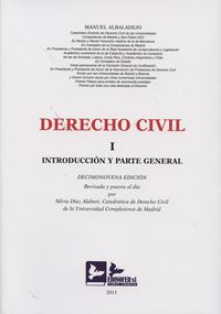 Derecho Civil. I Introducción y parte general, de ALBALADEJO | portada del libro