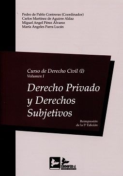 CURSO DERECHO CIVIL I - VOLUMEN I, de DE PABLO CONTRERAS | portada del libro