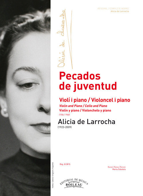 PECADOS DE JUVENTUD. VIOLIN Y PIANO. VIOLONCHELO Y PIANO, de LARROCHA, ALICIA DE | portada del libro