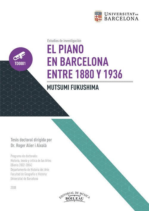 EL PIANO EN BARCELONA ENTRE 1880-1936, de FUKUSHIMA, MUTSUMI | portada del libro