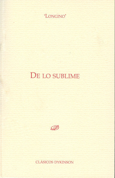 De lo sublime, de Longino | portada del libro