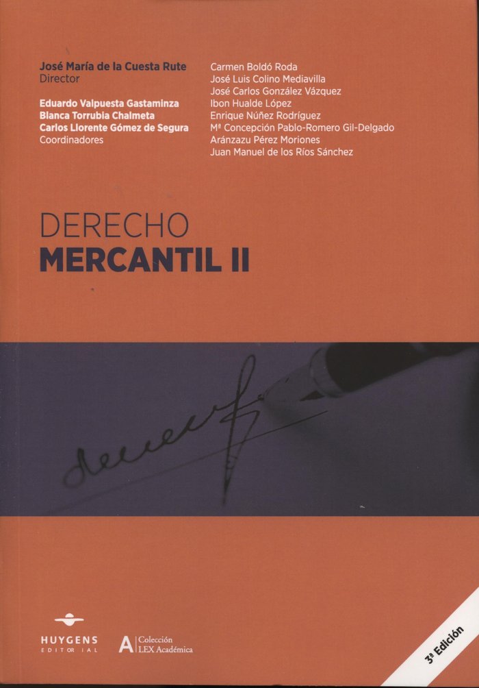 Derecho Mercantil II, de de la Cuesta Rute | portada del libro