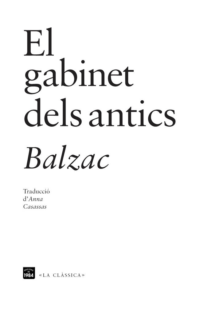 El gabinet dels antics, de Balzac, Honoré de | portada del libro