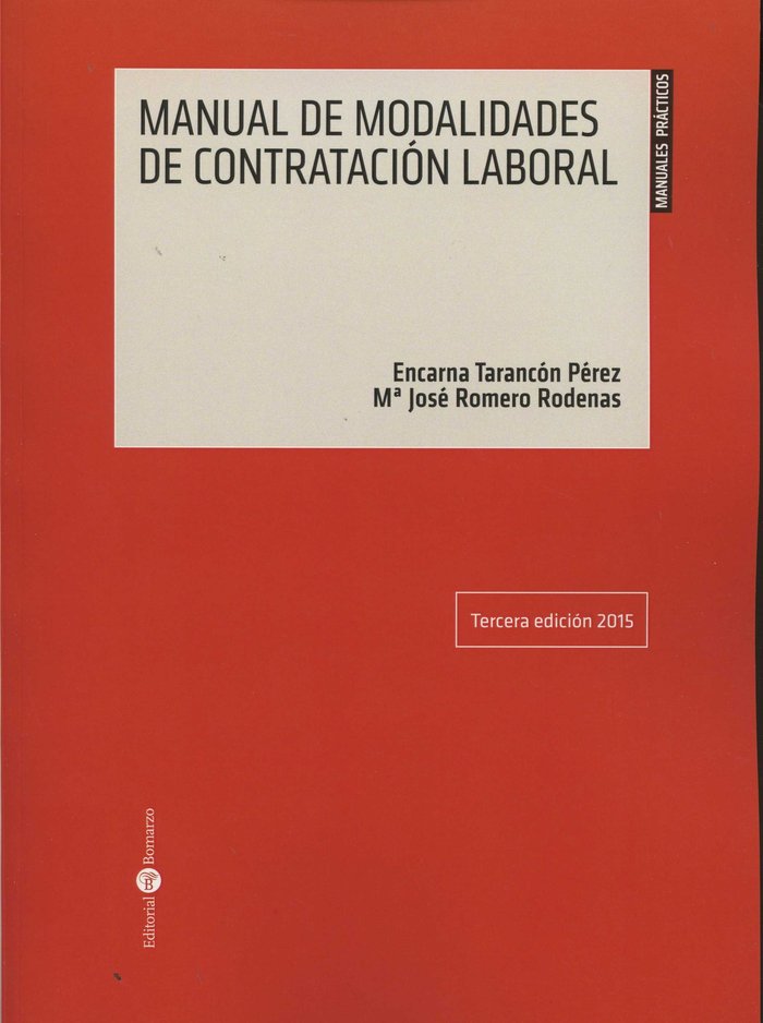 Manual de modalidades de contratación laboral, de Tarancón Pérez | portada del libro