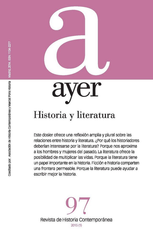 HISTORIA Y LITERATURA (Ayer 97), de Canal Morel, Jordi | portada del libro