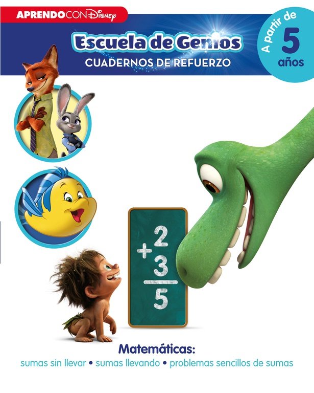 Matemáticas: sumas sin llevar · sumas llevando · problemas sencillos de sumas (Disney Escuela de Gen, de Disney | portada del