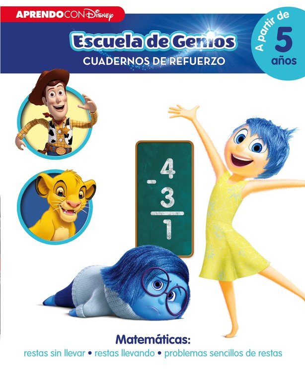 Matemáticas: restas sin llevar · restas llevando · problemas sencillos de restas (Disney Escuela de, de Disney | portada del 