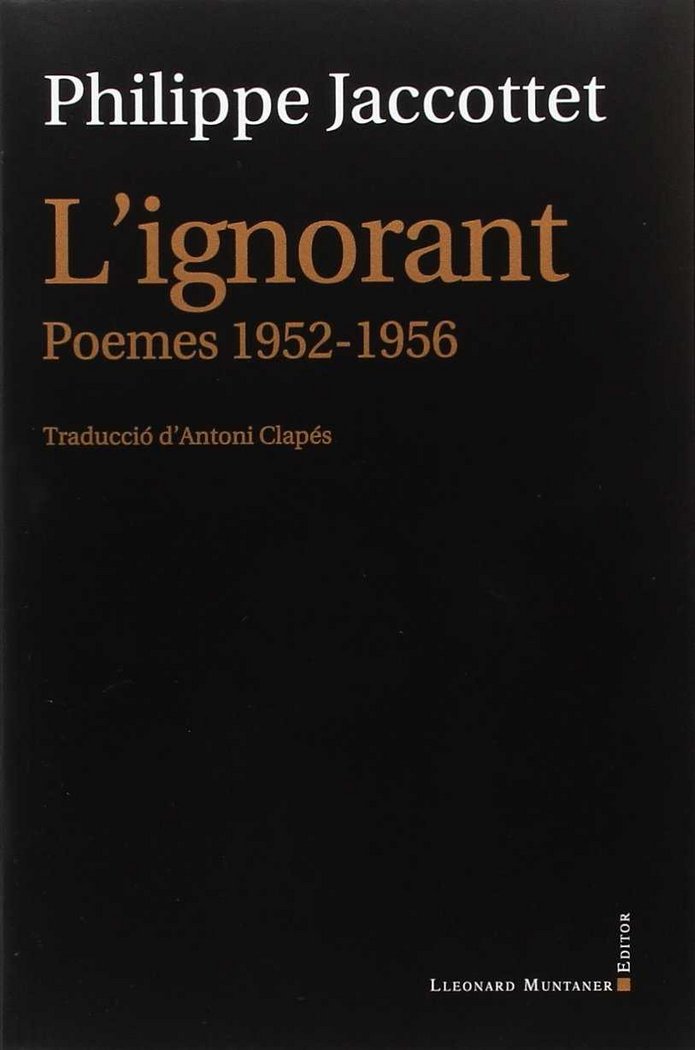 L'ignorant, de Jaccottet | portada del libro