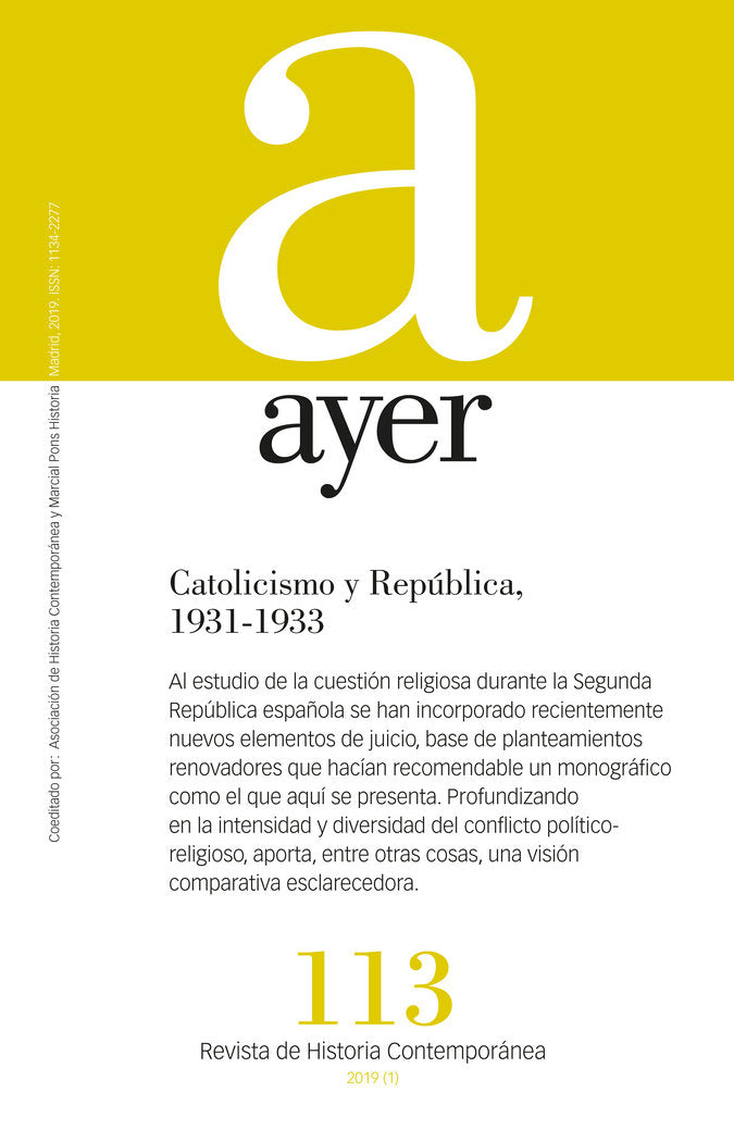 Catolicismo y República, 1931-1933, de Marcos del Olmo, María Concepción | portada del libro