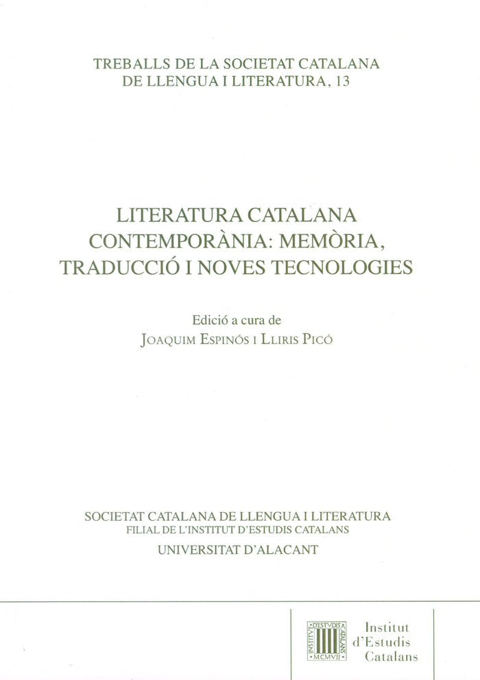 Literatura catalana contemporània: memòries, traducció i noves tecnologies | portada del libro