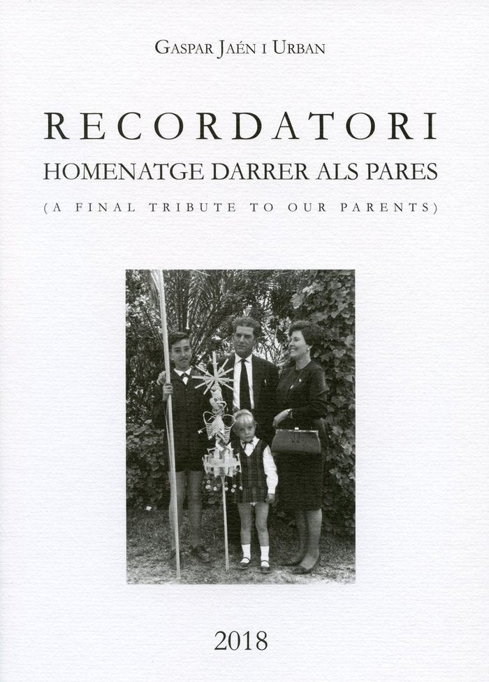Recordatori, de JAEN I URBAN, GASPAR | portada del libro