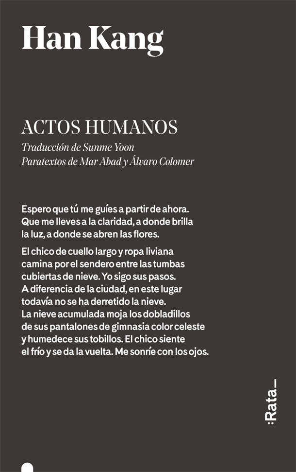Actos humanos, de Han Kang | portada del libro
