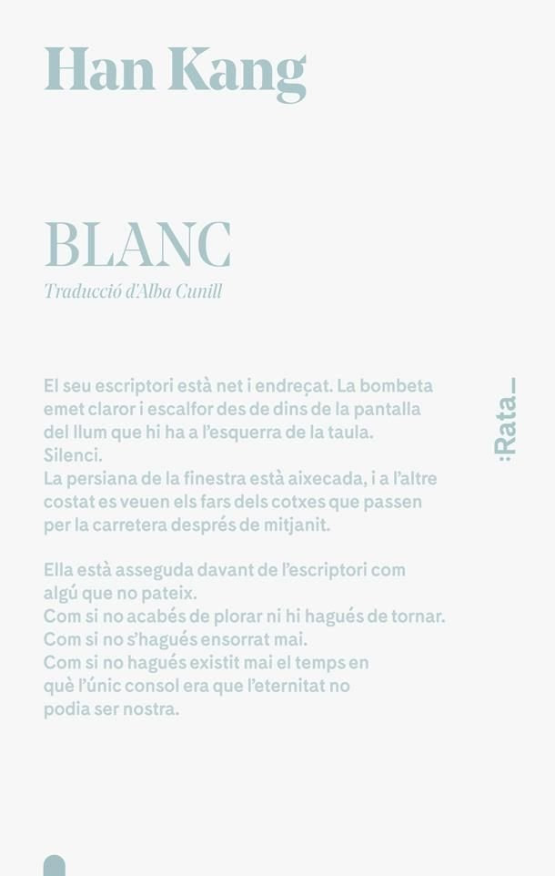Blanc, de Han Kang | portada del libro