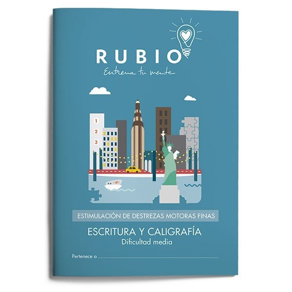 Estimulación de destrezas motoras finas: escritura y caligrafía (dificultad media), de FUNDACIÓN CUADERNOS RUBIO | portada de