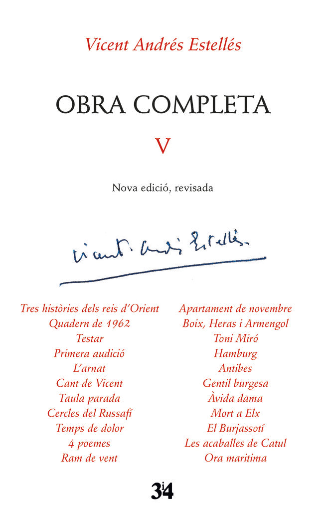 Obra completa revisada, volum 5, de ANDRES ESTELLES, VICENT | portada del libro