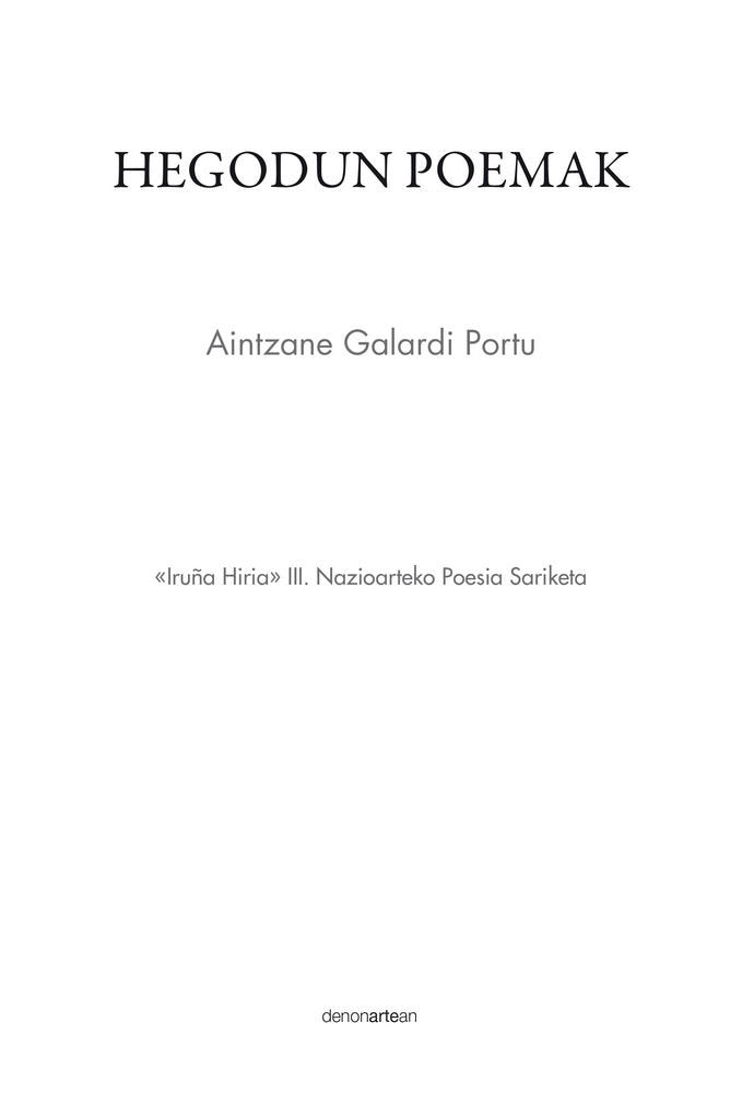 Hegodun Poemak, de Galardi Portu | portada del libro