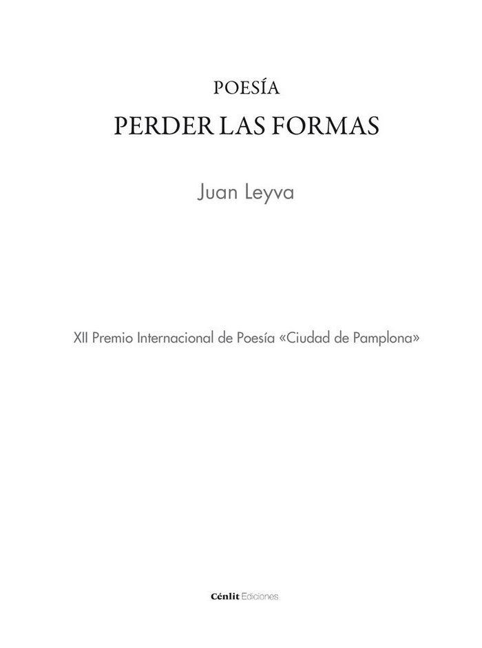 Poesía. Perder las formas, de Leyva Martínez | portada del libro