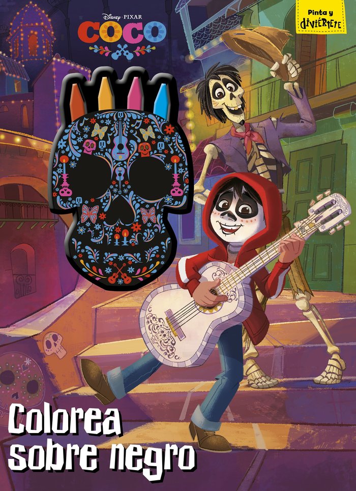 Coco. Colorea sobre negro, de Disney | portada del libro