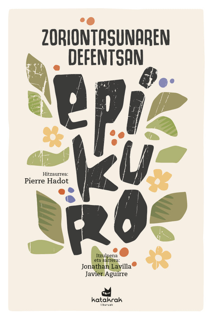 Zoriontasunaren defentsan, de Epicuro, Epikuro | portada del libro