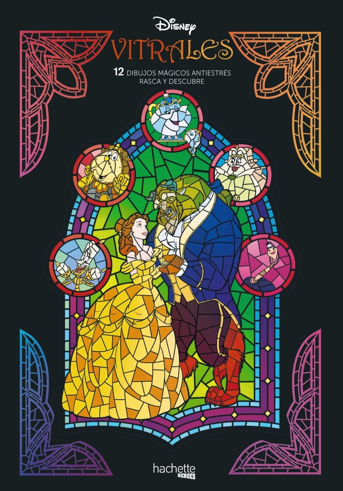 Arteterapia. Vitrales Disney. 12 dibujos antiestrés: Rasca y descubre, de AA.VV. | portada del libro
