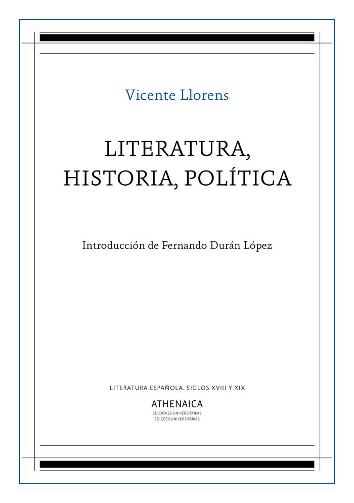Literatura, Historia, Política, de Llorens Castillo, Vicente | portada del libro