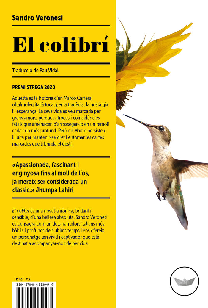 El colibrí, de Veronesi, Sandro | portada del libro